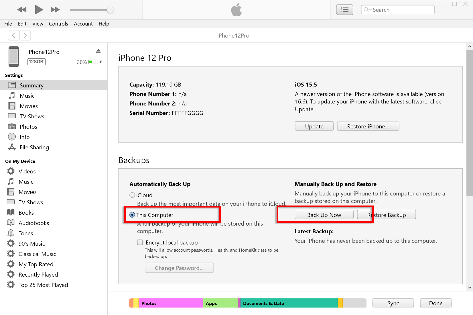 Резервное копирование iPhone или iPad с помощью iTunes